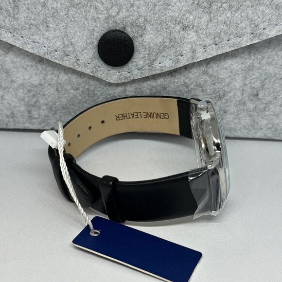 Jedir Men's Black Leather Analog White Dial Quartz Chronometer Watch JNA59 - Picture 12 of 12